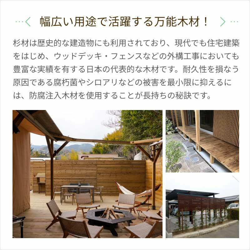 納期2-3週間】杉材（節付き）・タナリスCY防腐加工／120×120